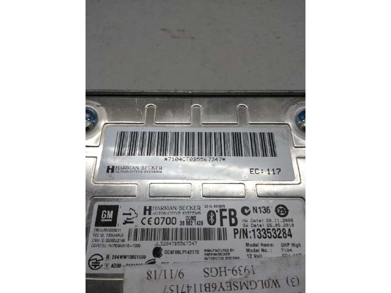 Recambio de modulo bluetooth para opel insignia berlina 2.0 cdti cat referencia OEM IAM 13353284  