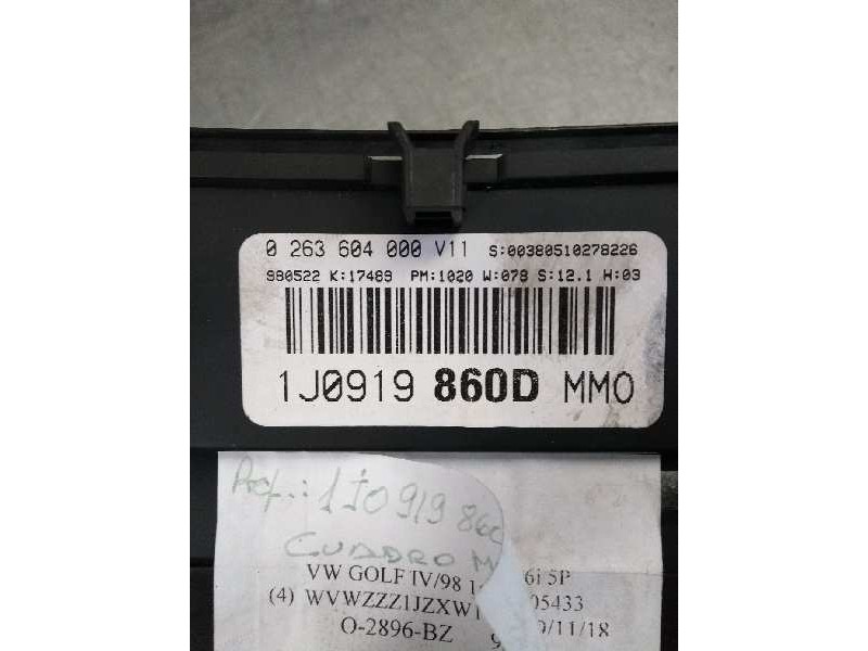 Recambio de cuadro instrumentos para volkswagen golf iv berlina (1j1) 1.6 referencia OEM IAM 1J0919860D 0263604000 