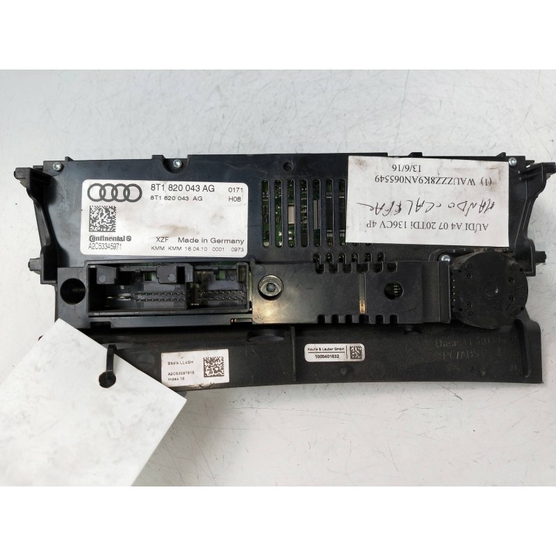 Recambio de mando calefaccion / aire acondicionado para audi a4 avant (8k5) (2008) 2.0 16v tdi referencia OEM IAM 8T1820043AG A2