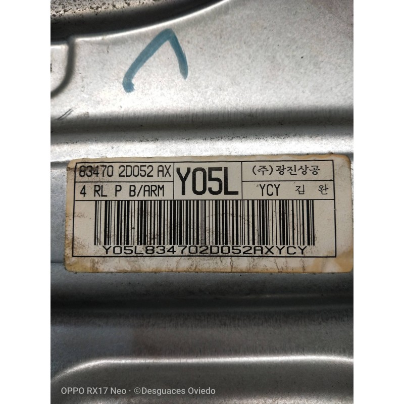 Recambio de elevalunas trasero izquierdo para hyundai elantra (xd) 2.0 gls (4-ptas.) (2004) referencia OEM IAM 834702D052AX Y05L