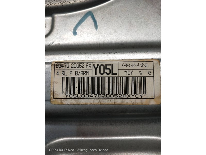 Recambio de elevalunas trasero izquierdo para hyundai elantra (xd) 2.0 gls (4-ptas.) (2004) referencia OEM IAM 834702D052AX Y05L