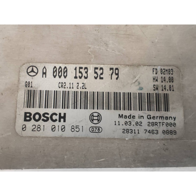 Recambio de centralita motor uce para mercedes clase c (w203) berlina 220 cdi (203.006) referencia OEM IAM 0281010851 A000153527