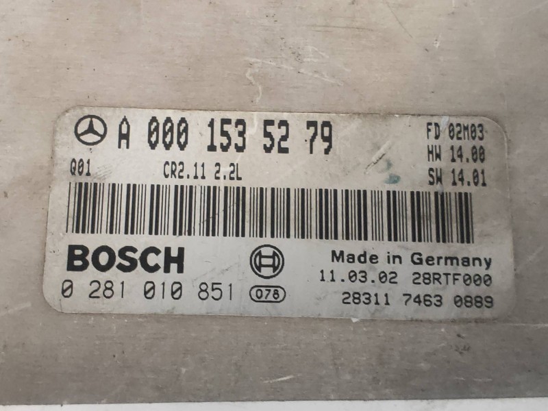 Recambio de centralita motor uce para mercedes clase c (w203) berlina 220 cdi (203.006) referencia OEM IAM 0281010851 A000153527