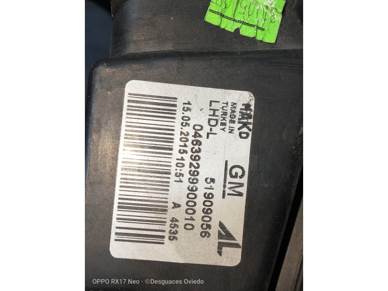 Recambio de faro izquierdo para opel combo d expression l1h1 referencia OEM IAM 51909056 04639299900010 