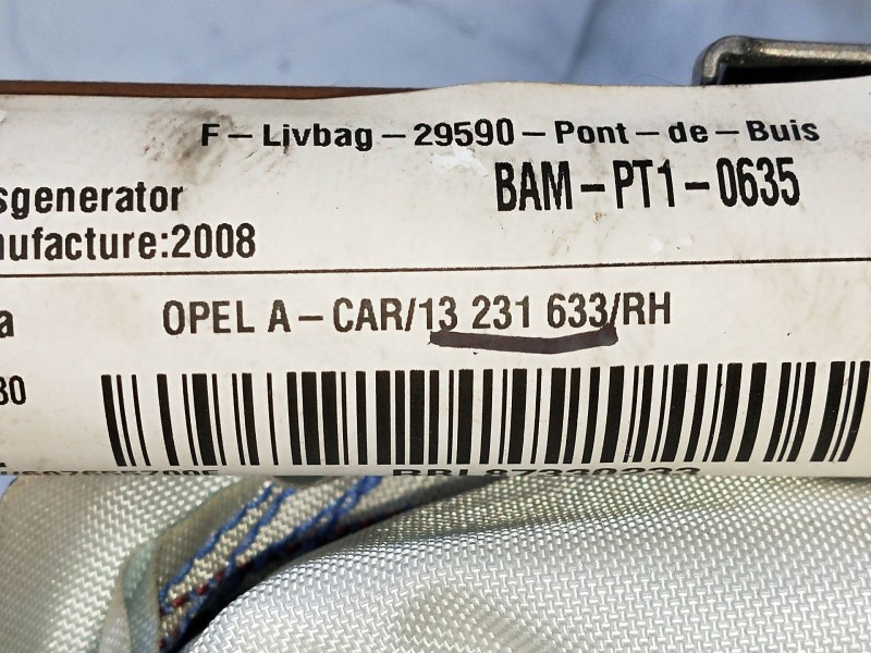 Recambio de airbag cortina delantero derecho para opel zafira b energy referencia OEM IAM 13231633  