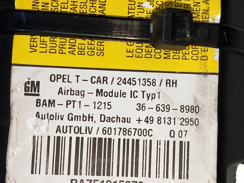 Recambio de airbag cortina delantero derecho para opel astra h berlina 1.7 16v cdti referencia OEM IAM 24451358  