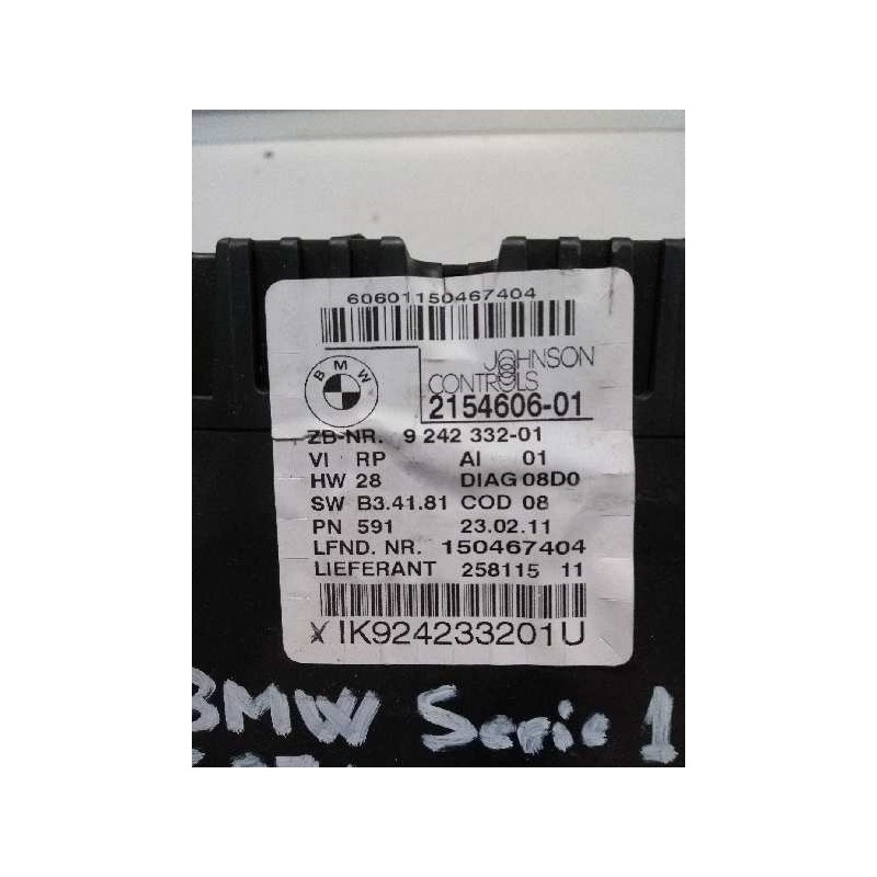 Recambio de cuadro instrumentos para bmw serie 1 berlina (e81/e87) 2.0 turbodiesel cat referencia OEM IAM 215460601 IK924233201U