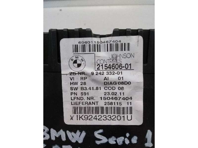 Recambio de cuadro instrumentos para bmw serie 1 berlina (e81/e87) 2.0 turbodiesel cat referencia OEM IAM 215460601 IK924233201U