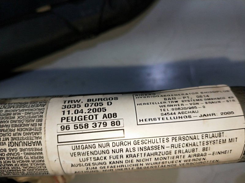 Recambio de airbag cortina delantero izquierdo para peugeot 1007 1.4 hdi referencia OEM IAM 9655837980  