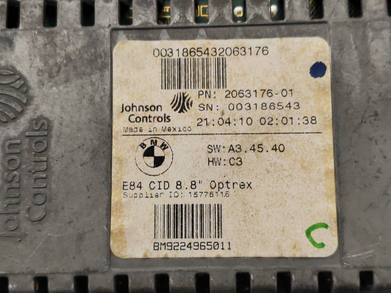 Recambio de pantalla multifuncion para bmw x1 (e84) xdrive 23d referencia OEM IAM 206317601 003186543 