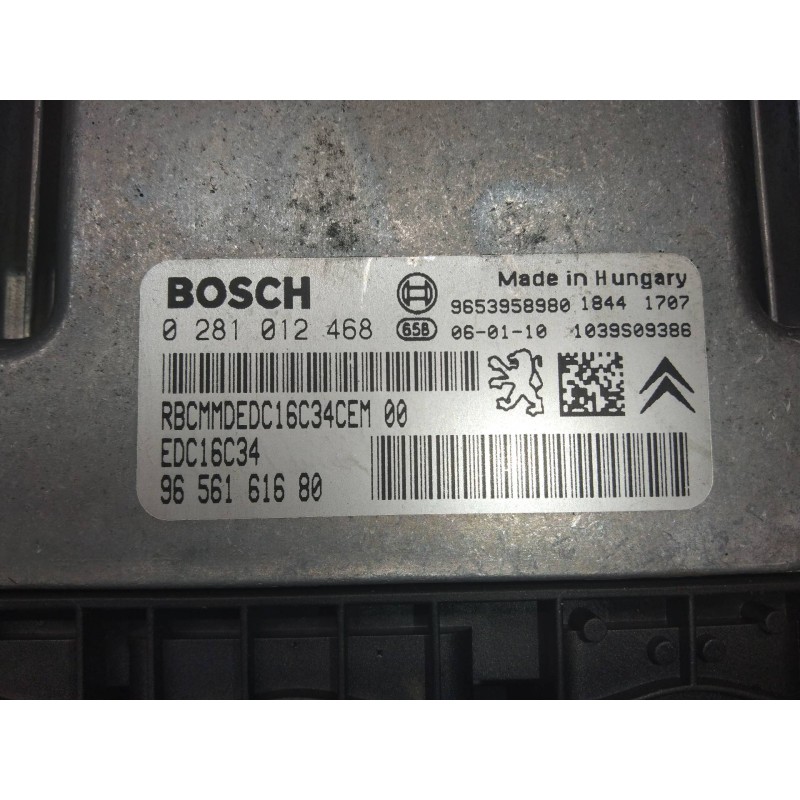Recambio de centralita motor uce para citroen xsara picasso 1.6 hdi 90 sx top referencia OEM IAM 0281012468 9656161680 EDC16C34
