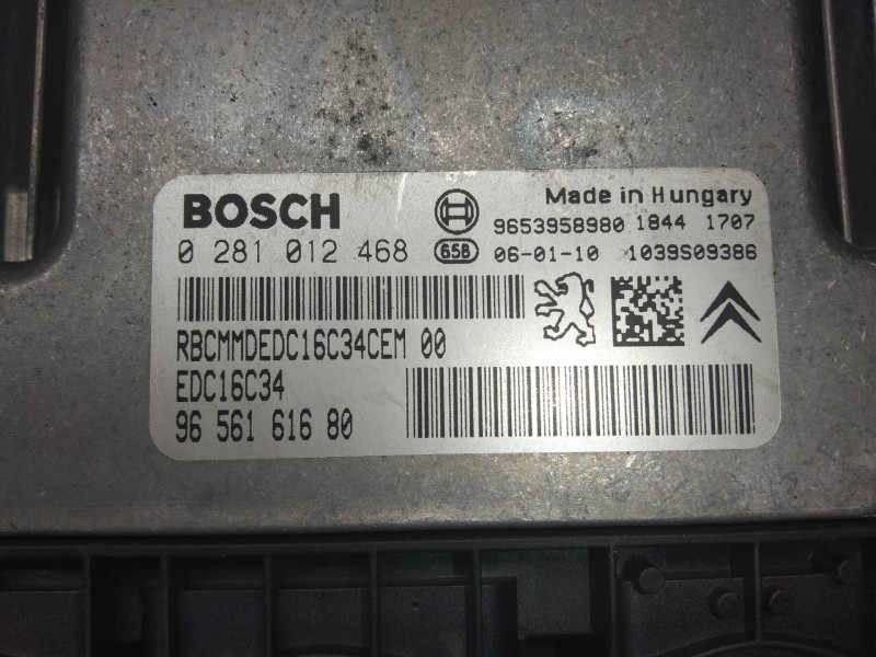 Recambio de centralita motor uce para citroen xsara picasso 1.6 hdi 90 sx top referencia OEM IAM 0281012468 9656161680 EDC16C34
