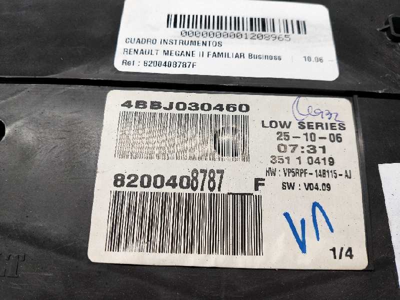 Recambio de cuadro instrumentos para renault megane ii familiar business referencia OEM IAM 8200408787F   Recambio de cuadro instrumentos para renault megane ii familiar business referencia OEM IAM 8200408787F