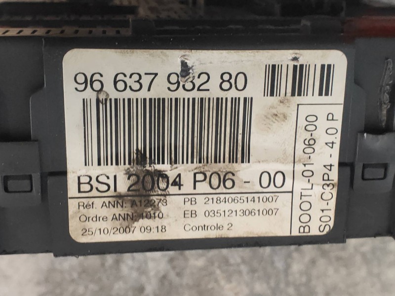 Recambio de caja reles / fusibles para peugeot 207 urban referencia OEM IAM 9663798280 BSI2004P0600 S01C3P440P