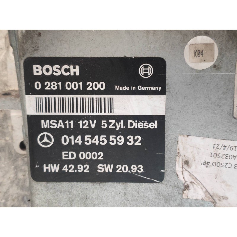 Recambio de centralita motor uce para mercedes clase c (w202) berlina 250 diesel (202.125) referencia OEM IAM 0281001200 0145455
