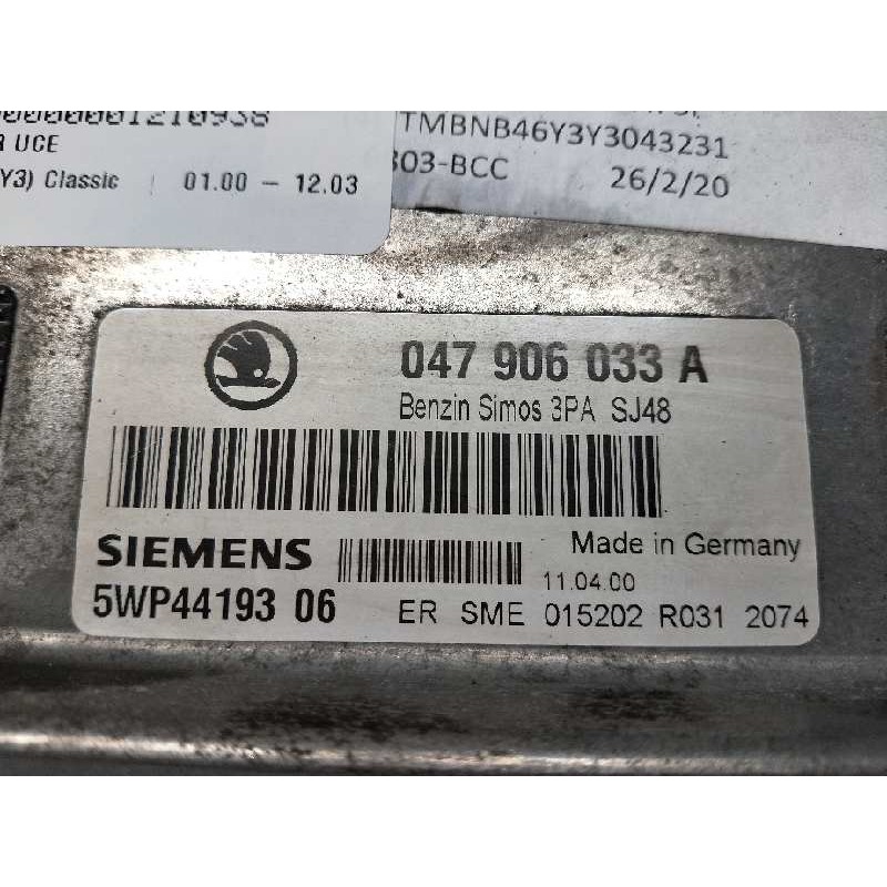 Recambio de centralita motor uce para skoda fabia (6y2/6y3) classic referencia OEM IAM 5WP4419306 047906033A SIMOS3PA SJ48