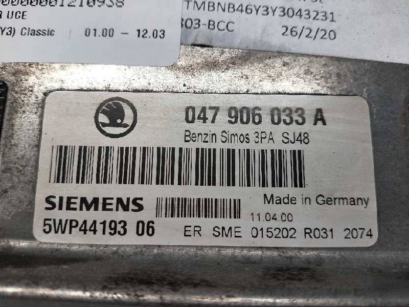 Recambio de centralita motor uce para skoda fabia (6y2/6y3) classic referencia OEM IAM 5WP4419306 047906033A SIMOS3PA SJ48
