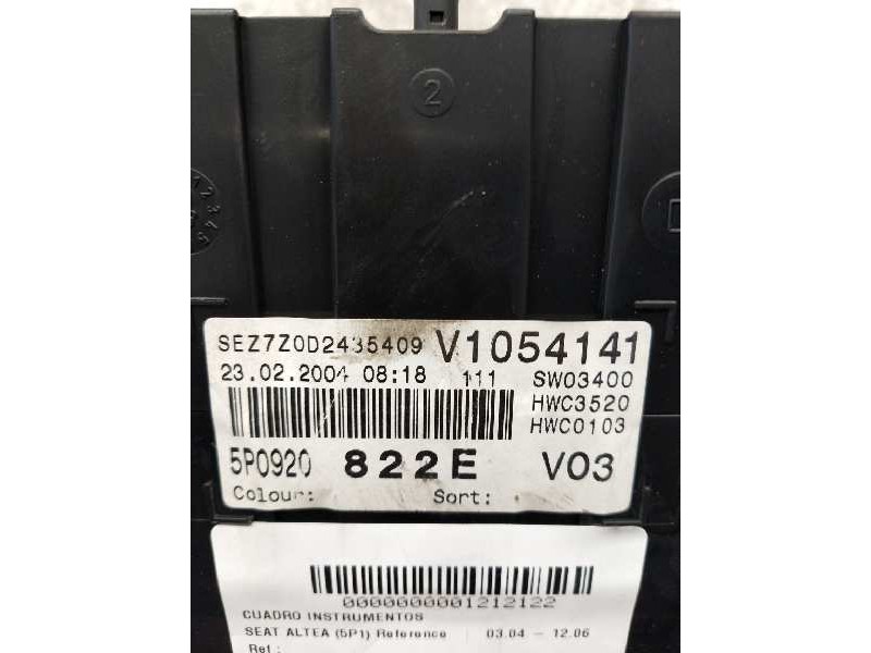 Recambio de cuadro instrumentos para seat altea (5p1) reference referencia OEM IAM 110080280003 SP092082E V1054141