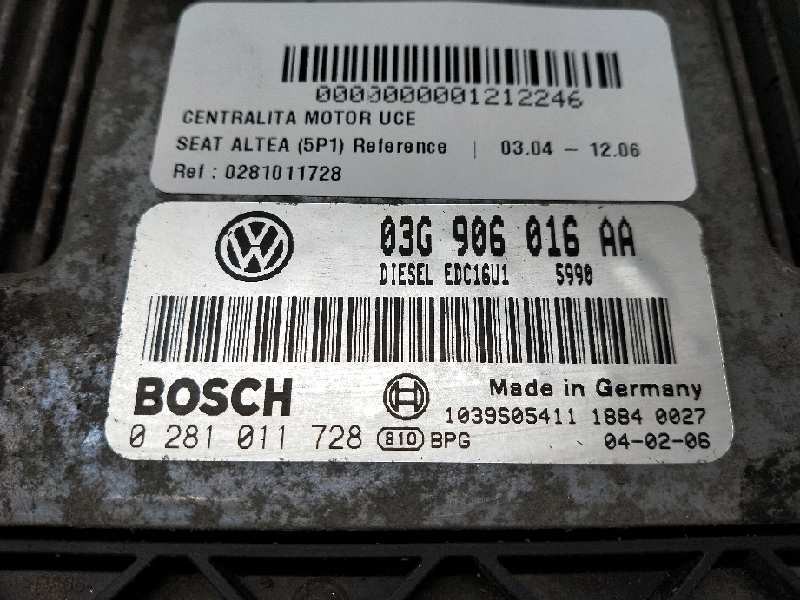 Recambio de centralita motor uce para seat altea (5p1) reference referencia OEM IAM 0281011728 03G906016AA EDC16U1