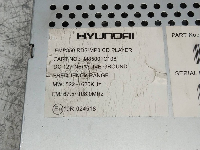 Recambio de sistema audio / radio cd para hyundai getz (tb) 1.5 crdi referencia OEM IAM M85001C106  