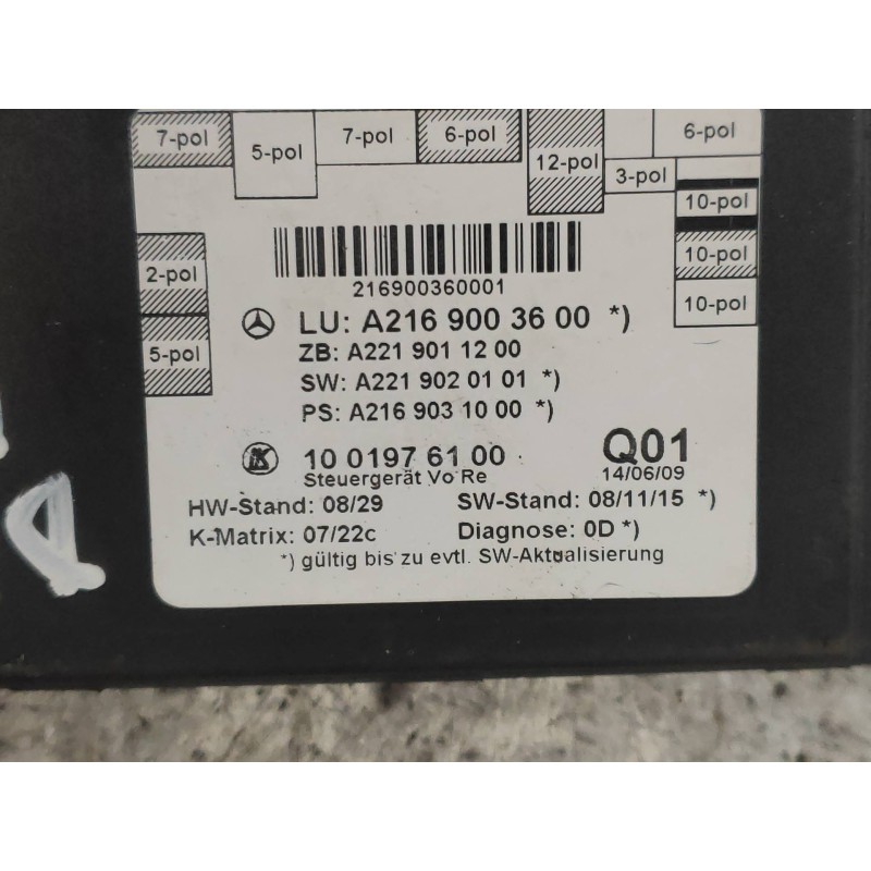 Recambio de modulo electronico para mercedes clase cl (w216) coupe 500 4-matic (216.386) referencia OEM IAM A2169003600 A2219011