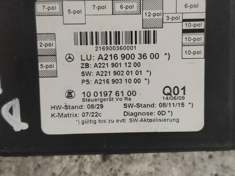 Recambio de modulo electronico para mercedes clase cl (w216) coupe 500 4-matic (216.386) referencia OEM IAM A2169003600 A2219011