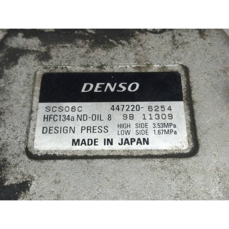 Recambio de compresor aire acondicionado para toyota yaris (ncp1/nlp1/scp1) 1.3 linea luna referencia OEM IAM 4472206254 SCS06C 