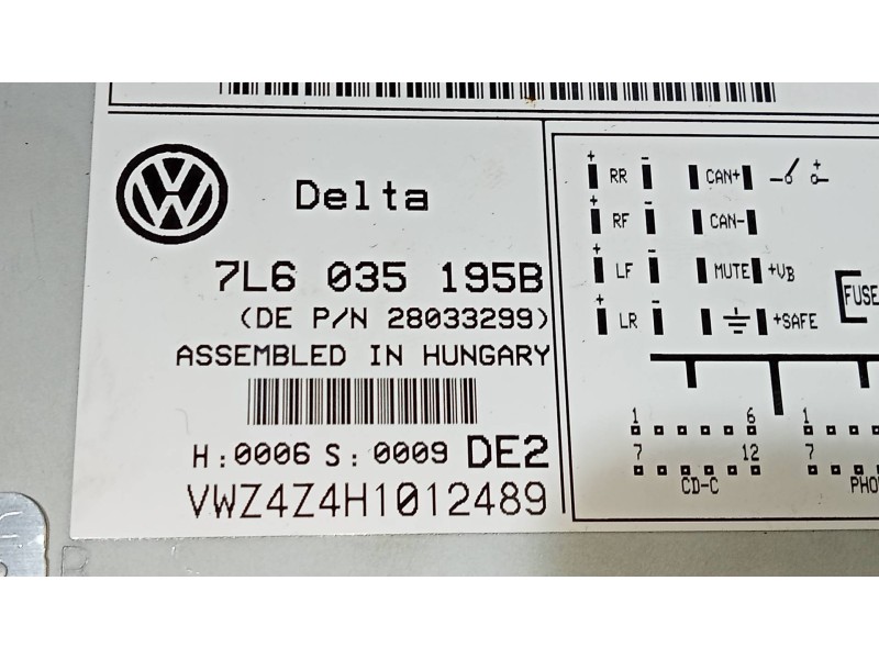 Recambio de sistema audio / radio cd para volkswagen touareg (7la) tdi r5 referencia OEM IAM 7L6035195B  