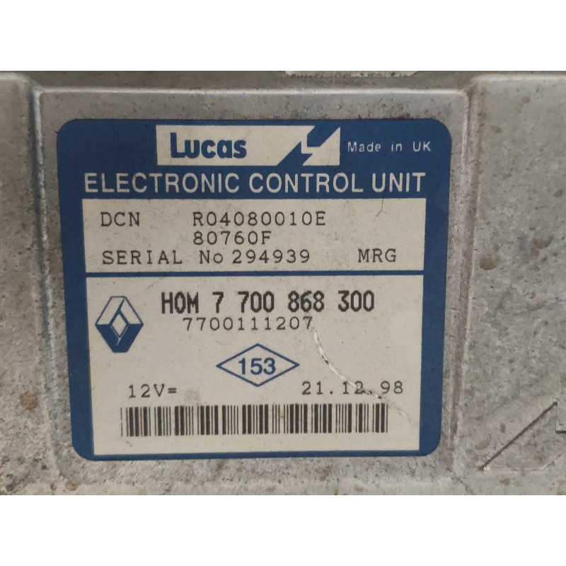 Recambio de centralita motor uce para renault kangoo (f/kc0) authentique referencia OEM IAM R04080010E 7700868300 7700111207