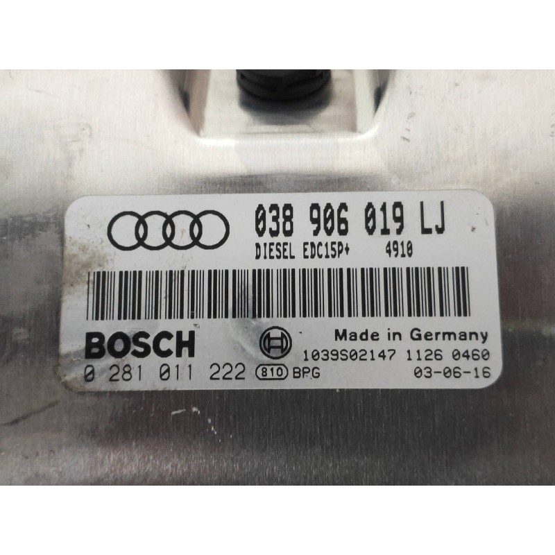 Recambio de centralita motor uce para audi a4 berlina (8e) 1.9 tdi (96kw) referencia OEM IAM 0281011222 038906019LJ 
