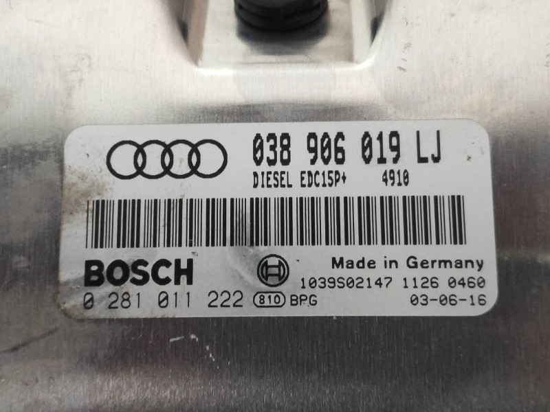 Recambio de centralita motor uce para audi a4 berlina (8e) 1.9 tdi (96kw) referencia OEM IAM 0281011222 038906019LJ 