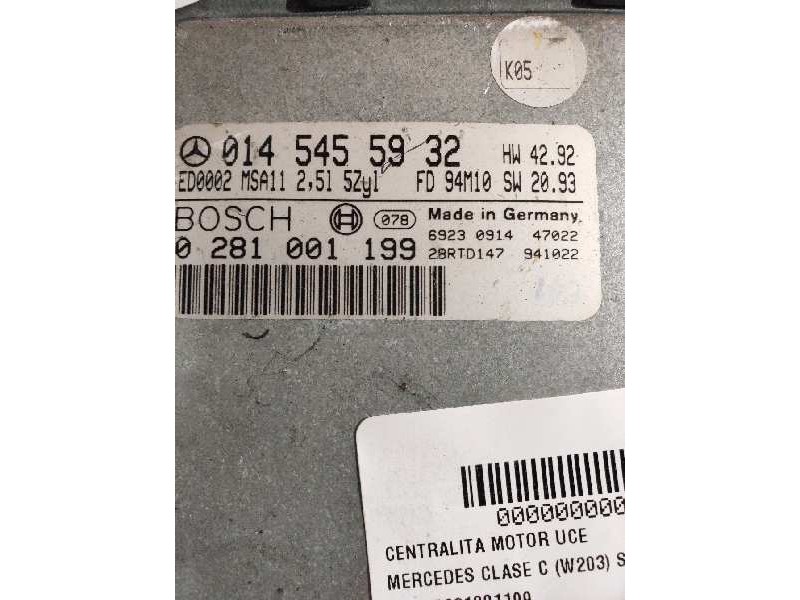 Recambio de centralita motor uce para mercedes clase c (w203) sportcoupe c 200 cdi (la) (203.707) referencia OEM IAM 0281001199 