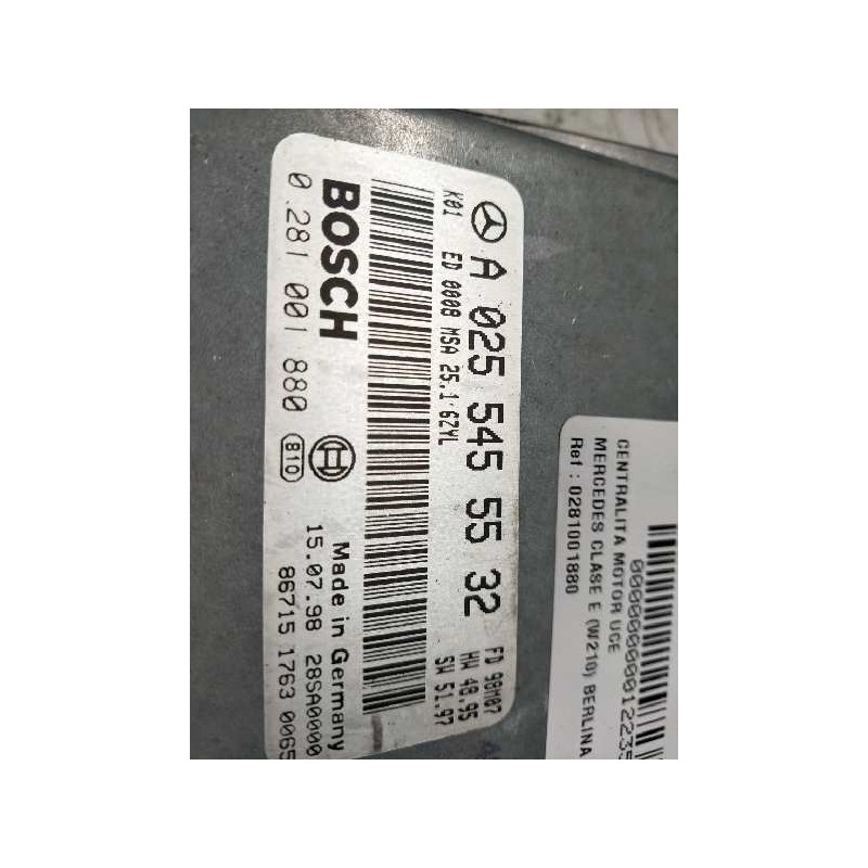 Recambio de centralita motor uce para mercedes clase e (w210) berlina diesel 300 turbodiesel (210.025) referencia OEM IAM 028100