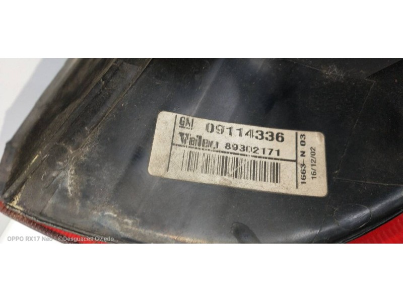 Recambio de piloto trasero izquierdo para opel corsa c comfort referencia OEM IAM 09114336 89302171 5P