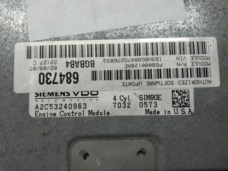 Recambio de centralita motor uce para dodge caliber se referencia OEM IAM A2C53240963 P68000128AE SIM90E