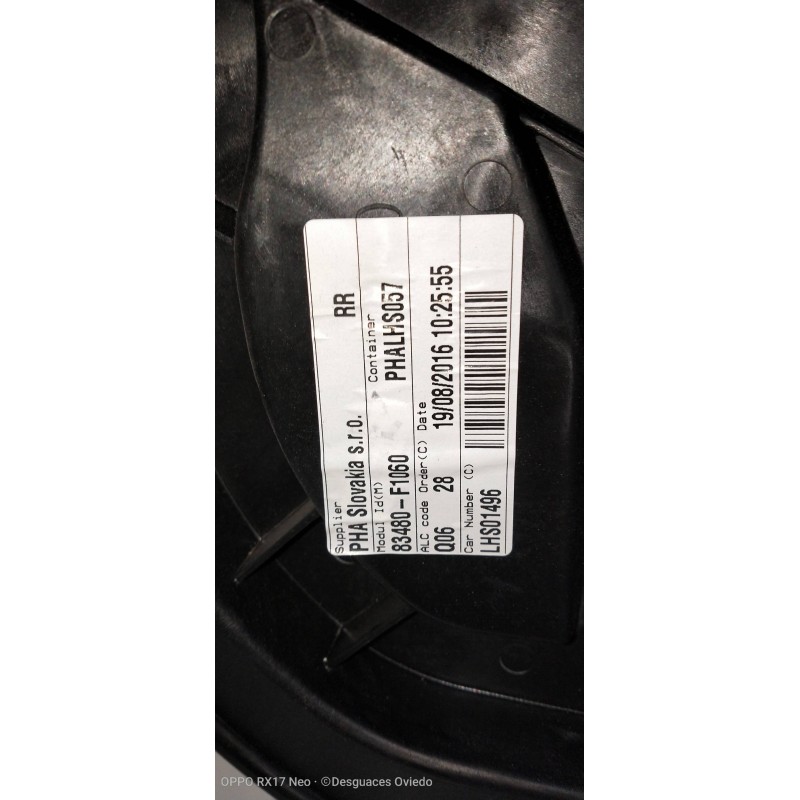 Recambio de elevalunas trasero derecho para kia sportage spirit 2wd referencia OEM IAM 83480F1060 83460F1000 