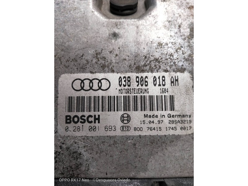 Recambio de centralita motor uce para audi a3 (8l) 1.9 tdi ambiente referencia OEM IAM 0281001693 038906018AH 