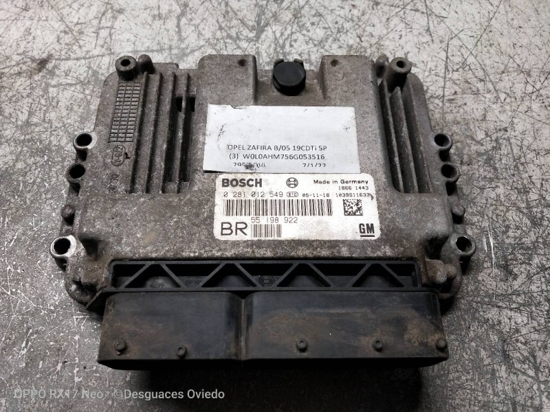 Recambio de centralita motor uce para opel zafira b cosmo referencia OEM IAM 0281012549 55198922 BR