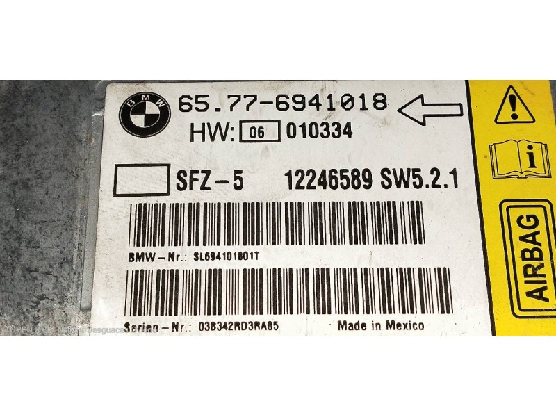 Recambio de centralita airbag para bmw serie 5 berlina (e60) 530d referencia OEM IAM 65776941018 12246589 