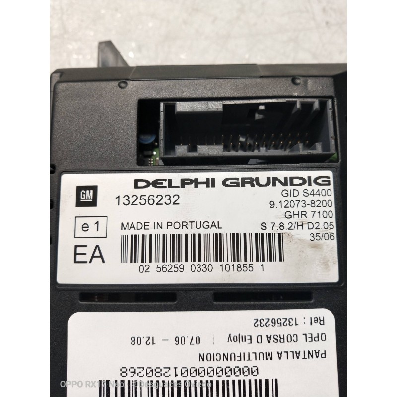 Recambio de pantalla multifuncion para opel corsa d enjoy referencia OEM IAM 13256232  