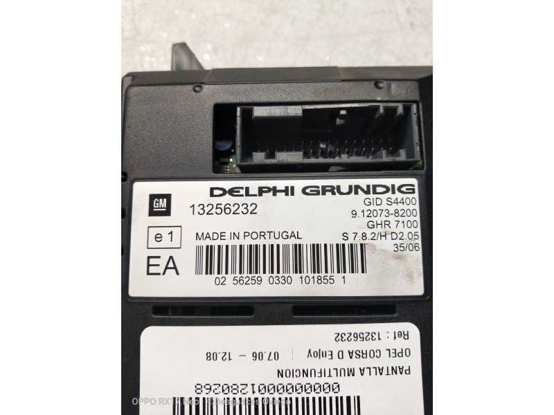 Recambio de pantalla multifuncion para opel corsa d enjoy referencia OEM IAM 13256232  