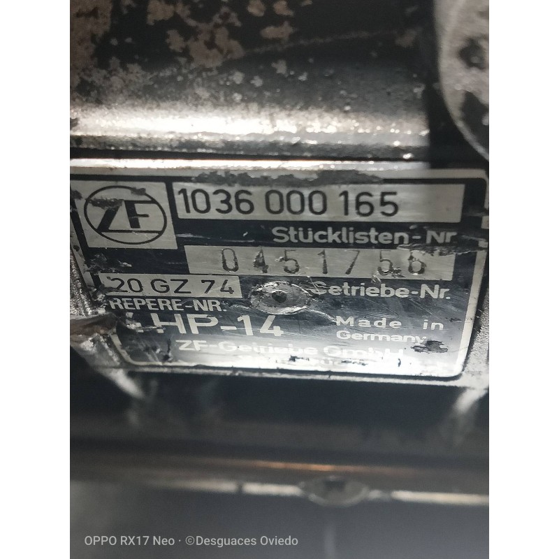 Recambio de caja cambios para peugeot 306 berlina 3/5 puertas (s1) xt referencia OEM IAM 20GZ74 1036000165 0451756 4HP14