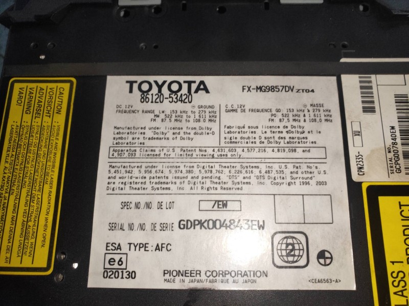 Recambio de sistema audio / radio cd para lexus is200 (ds2/is2) 220d referencia OEM IAM 8612053420  