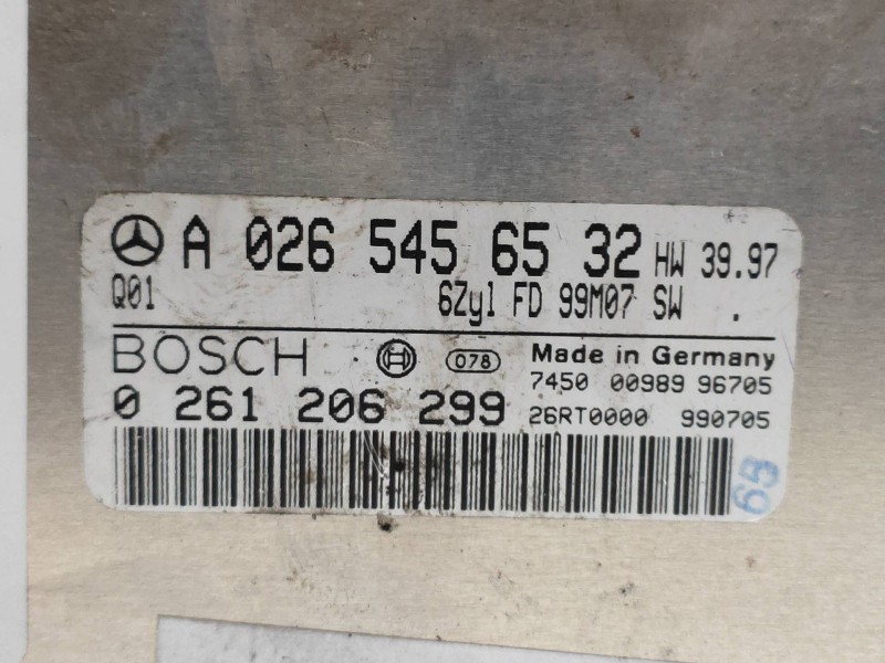Recambio de centralita motor uce para mercedes clase e (w210) berlina 280 (210.063) referencia OEM IAM 0261206299 A0265456532 