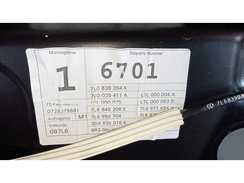 Recambio de elevalunas trasero derecho para volkswagen touareg (7l6) tdi r5 referencia OEM IAM 7L6959704 3D0959794E 7L0839354K 7