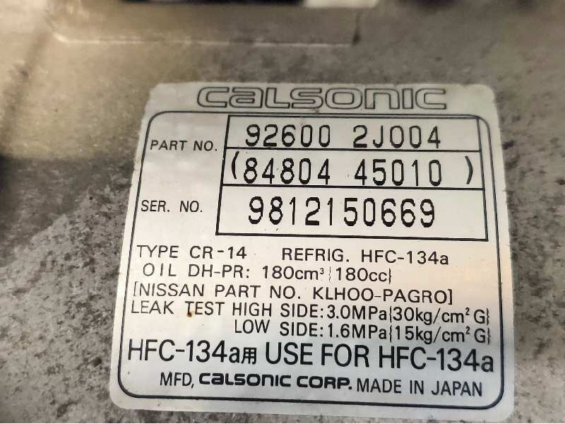 Recambio de compresor aire acondicionado para nissan primera berlina (p11) básico referencia OEM IAM 926002J004 8480445010 CALSO
