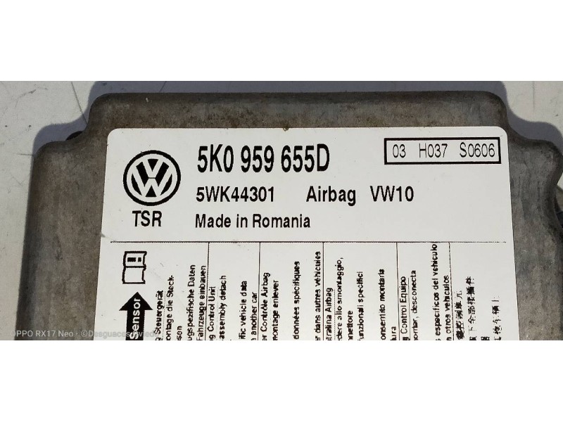 Recambio de centralita airbag para volkswagen golf vi (5k1) gti referencia OEM IAM 5WK44301 5K0959655D 
