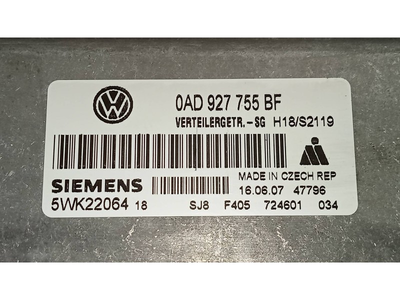 Recambio de centralita cambio automatico para volkswagen touareg (7l6) tdi r5 referencia OEM IAM 5WK22064 0AD927755BF CAMBIO MAN