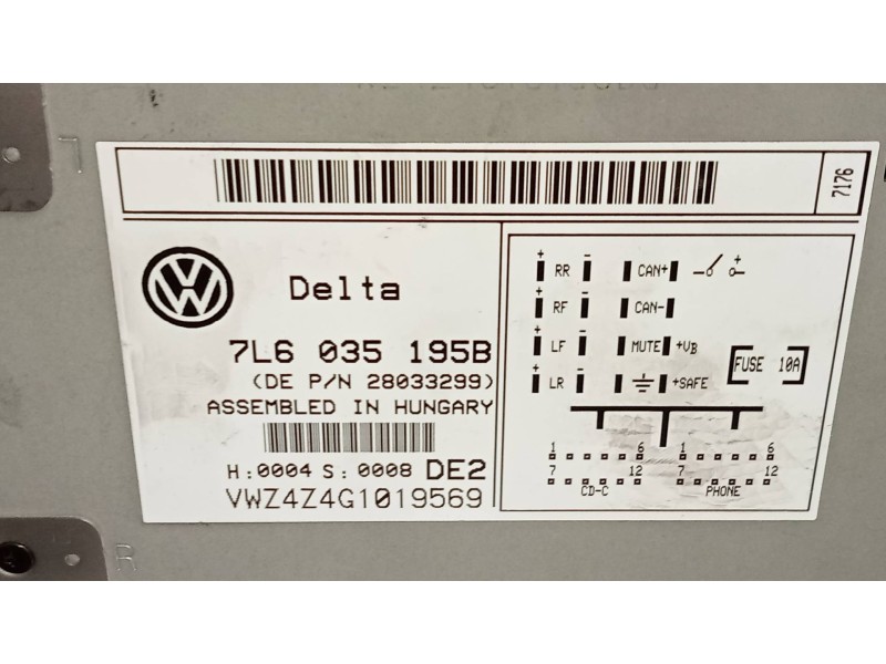 Recambio de sistema audio / radio cd para volkswagen touareg (7l6) tdi r5 referencia OEM IAM 7L6035195B  