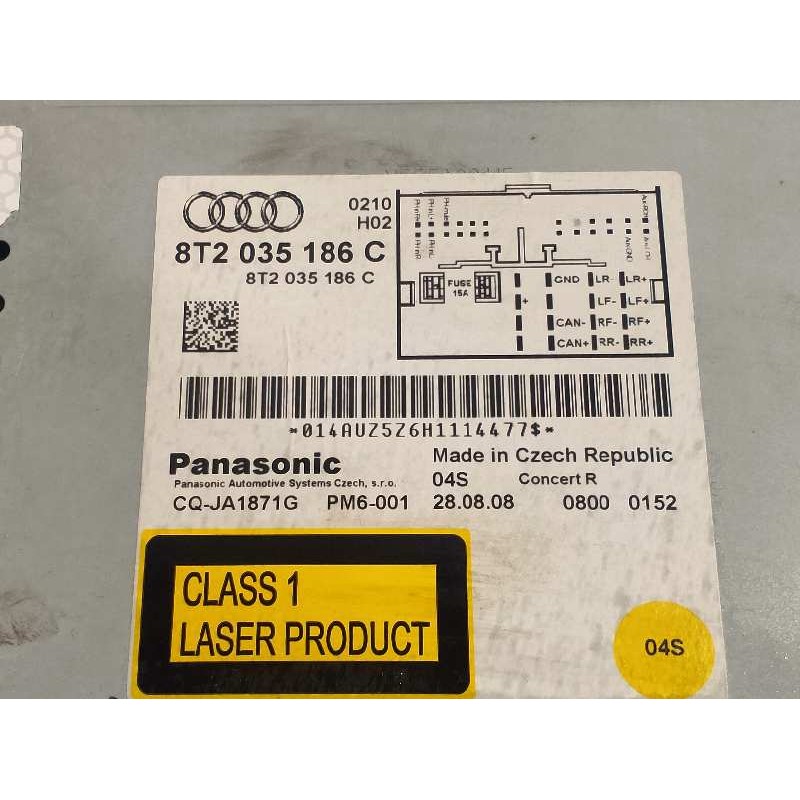Recambio de sistema audio / radio cd para audi a4 avant (8k5) (2008) 2.0 16v tdi referencia OEM IAM 8T2035186C CQJA1871G PANASON